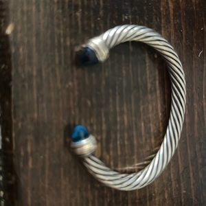 David Yurman 7mm Cable Bracelet Blue Topaz 18k